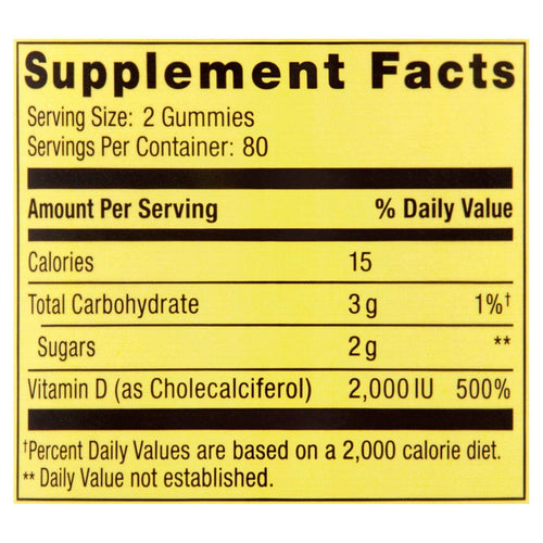 Spring Valley Vegetarian Vitamin D3 Gummies; 2000 IU; 50 mcg; 160 Count EasyOptionXY LLC