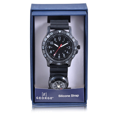 George Adult Male Analog Watch in Black Silicone with Compass (42039WMM) EasyOptionXY LLC