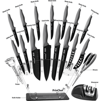 PrinChef Knife Set, 19 Pcs Rust Proof Knives Set for Kitchen, with Acrylic Stand, Sharpener, Scissors and Peeler, Stainless Steel knife sets with Black Coating, Nonstick and No Scratch EasyOptionXY LLC