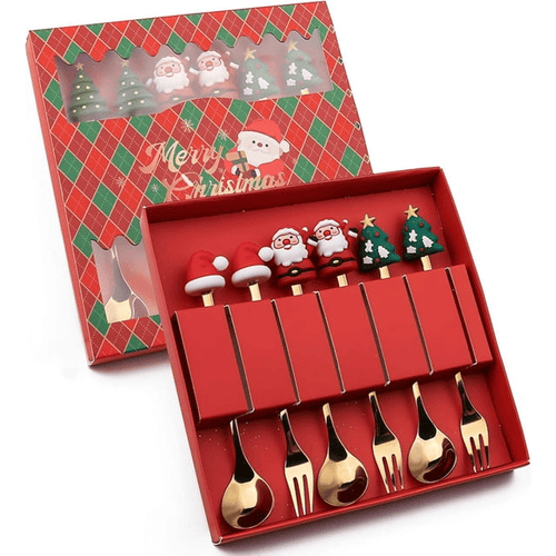 Christmas Spoon Stainless Steel Christmas Tree Tea Spoon for Home, Boriyuan Xmas Coffee Spoon Dinner Forks Dessert Spoon Stirring Spoon Ice Cream Spoon Creative Tableware Gift, Holiday Party Supply EasyOptionXY LLC