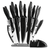 Knife Set with Block,Sharpener,Acrylic Stand 17 PCS Black High Carbon Stainless Steel Kitchen Knives EasyOptionXY LLC