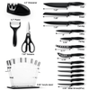 Knife Set with Block,Sharpener,Acrylic Stand 17 PCS Black High Carbon Stainless Steel Kitchen Knives EasyOptionXY LLC