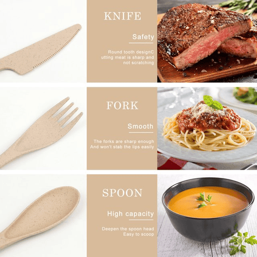 2 Pack Reusable Travel Utensils Set with Case, Wheat Straw Portable Knife Fork Spoons Tableware, Eco-Friendly Cutlery for Kids Adults Travel Picnic Camping Utensils, Green and Beige EasyOptionXY LLC