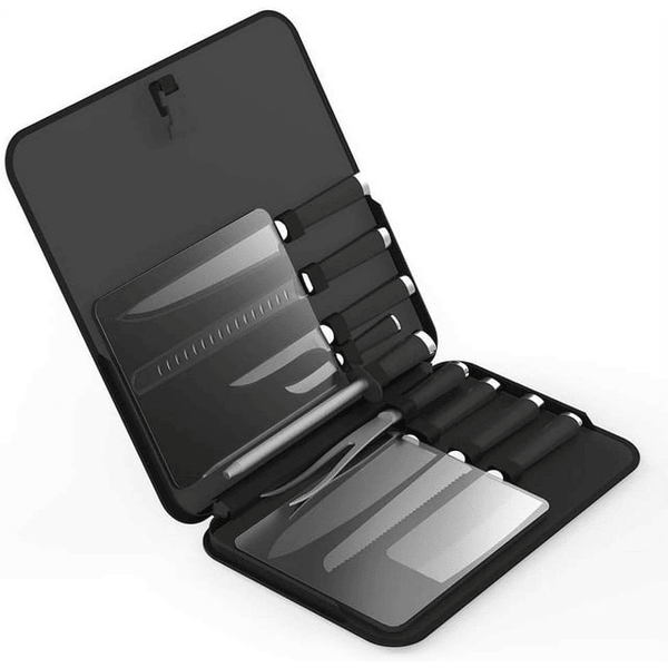 Chef's and BBQ's Premium Stainless Steel Knife Set, 9 Pcs Professional Kitchen Knives Mix in Portable Case EasyOptionXY LLC