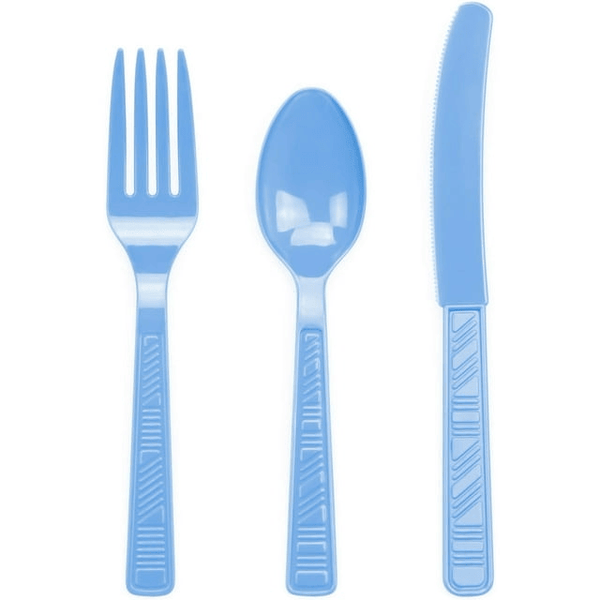 DecorRack Disposable Forks, Knives, Spoons, Party Utensils, Light Blue (96 Pcs) EasyOptionXY LLC