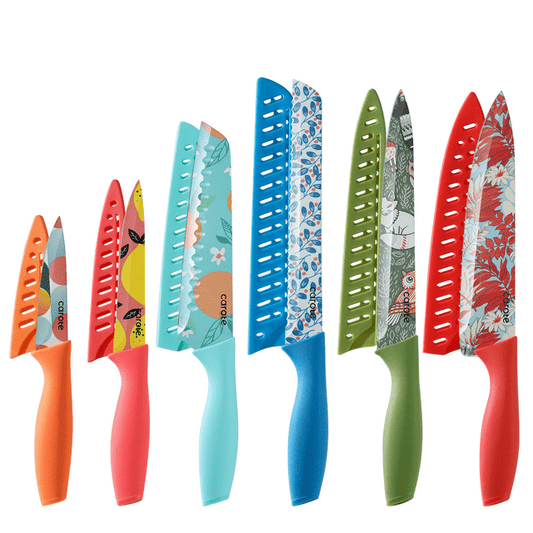 CAROTE 12 Pieces Kitchen Knife Set, Stainless Steel Knife Set With 6 Blade Guards, Nonstick Creamic Coating, Razor-Sharp, Dishwasher Safe EasyOptionXY LLC