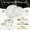 600 Piece Gold Plastic Dinnerware Set Including Plates, Cutlery and Cups EasyOptionXY LLC