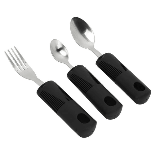 Parkinsons Utensils, Stainless Steel Rubber Handle Adaptive Utensils 3 Pieces Safe Durable For Parkinson EasyOptionXY LLC
