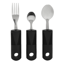 Parkinsons Utensils, Stainless Steel Rubber Handle Adaptive Utensils 3 Pieces Safe Durable For Parkinson EasyOptionXY LLC