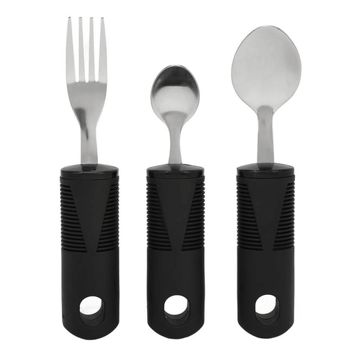 Parkinsons Utensils, Stainless Steel Rubber Handle Adaptive Utensils 3 Pieces Safe Durable For Parkinson EasyOptionXY LLC