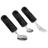 Parkinsons Utensils, Stainless Steel Rubber Handle Adaptive Utensils 3 Pieces Safe Durable For Parkinson EasyOptionXY LLC