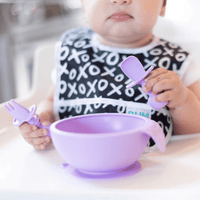 Bumkins Baby Feeding Chewtensils, Training Fork and Spoon Set, Utensils Ages 6 Mos+ (Lavender) EasyOptionXY LLC