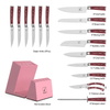 imarku 16-Pieces Kitchen Knife Set, High Carbon Stainless Steel Knives Set for Kitchen, Ultra Sharp Knife Block Set with Sharpener, Pink EasyOptionXY LLC