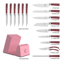 imarku 16-Pieces Kitchen Knife Set, High Carbon Stainless Steel Knives Set for Kitchen, Ultra Sharp Knife Block Set with Sharpener, Pink EasyOptionXY LLC