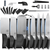 XYJ Authentic Since 1986,Professional Knife Sets for Master Chefs,8-pcs Chef Knife Set with Bag,Sheath,Sharpener Rod,Culinary Kitchen Butcher Meat Knives,Cooking Slicing,Chopping,Stainless Steel EasyOptionXY LLC