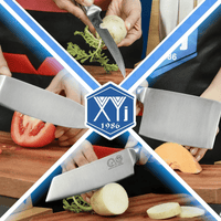 XYJ Authentic Since 1986,Professional Knife Sets for Master Chefs,8-pcs Chef Knife Set with Bag,Sheath,Sharpener Rod,Culinary Kitchen Butcher Meat Knives,Cooking Slicing,Chopping,Stainless Steel EasyOptionXY LLC
