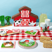 144-Piece Barnyard Birthday Party Supplies Set, Farm Animal Party Decorations With Paper Plates, Dinner Napkins, 9 oz Cups, and Plastic Cutlery (Serves 24 Guests) EasyOptionXY LLC