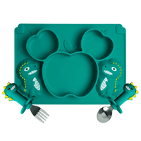 AWINNER Divided Toddler Baby Plates, Spoon and Fork Combo, BPA Free Safe Utensil for Kids and Toddler (Green) EasyOptionXY LLC