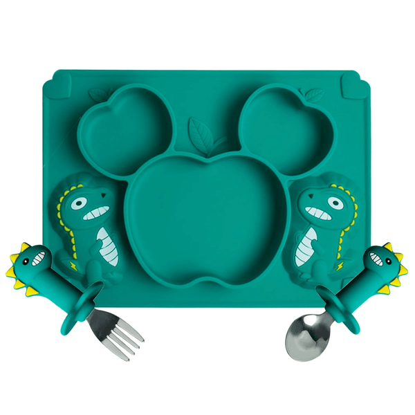 AWINNER Divided Toddler Baby Plates, Spoon and Fork Combo, BPA Free Safe Utensil for Kids and Toddler (Green) EasyOptionXY LLC