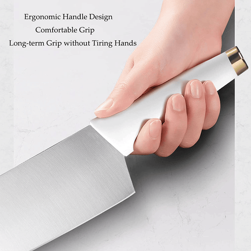 Kitchen Knife Set with Block, 7-Pieces High Carbon Stainless Steel Chef Knife Sets,White Knife Set with Sharpener Scissors for Cutting Slicing Dicing Chopping EasyOptionXY LLC