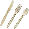 96 Pack Gold Glitter Plastic Silverware for Wedding Party Supplies, Cutlery Includes Forks, Spoons, and Knives (Serves 32) EasyOptionXY LLC