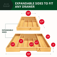 Royal Craft Wood Kitchen Drawer Organizer 6-8 Slot, Expandable Silverware Utensil Organizer 17.00 x 19.00 x 2.00 Inches Natural Bamboo EasyOptionXY LLC