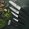 Rust Proof Ceramic Knife with Cover for Home Kitchen, 5 Piece Professional Knife Set with Chef Knife, Utility Knife, Paring Knife and Fruit Knife (Black) EasyOptionXY LLC