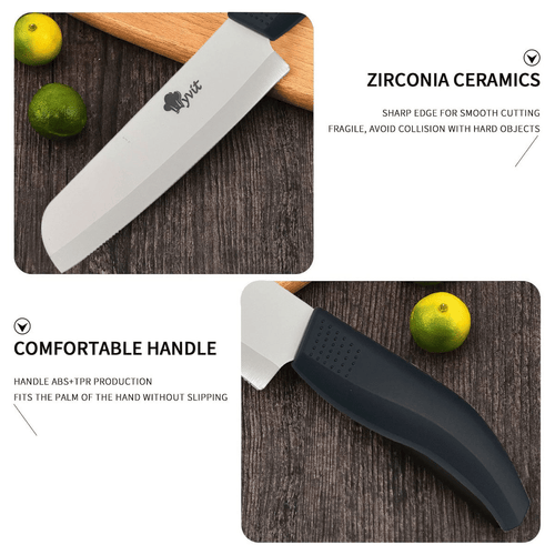 Rust Proof Ceramic Knife with Cover for Home Kitchen, 5 Piece Professional Knife Set with Chef Knife, Utility Knife, Paring Knife and Fruit Knife (Black) EasyOptionXY LLC