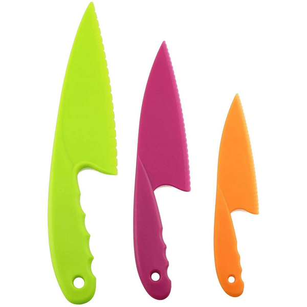 3 Colors Plastic Knife Set 3 Sizes Nylon Knife Safety Cooking Chef Knives for Fruit Lettuce Vegetable Salad Bread (Random Color) EasyOptionXY LLC