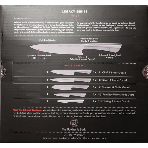 Schmidt Bros. Legacy Series, 5 Pc Ultra Sharp Knife Set + Blade Guards EasyOptionXY LLC