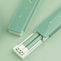 Portable Chopsticks Kids Students Silicone Lightweight Chopstick with Case, 7.8"/198mm Long, Reusable Portable Utensil for Camping,Traveling (Green) EasyOptionXY LLC