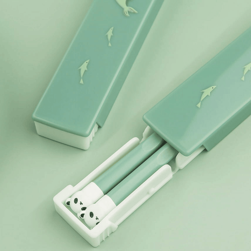 Portable Chopsticks Kids Students Silicone Lightweight Chopstick with Case, 7.8"/198mm Long, Reusable Portable Utensil for Camping,Traveling (Green) EasyOptionXY LLC