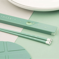 Portable Chopsticks Kids Students Silicone Lightweight Chopstick with Case, 7.8"/198mm Long, Reusable Portable Utensil for Camping,Traveling (Green) EasyOptionXY LLC