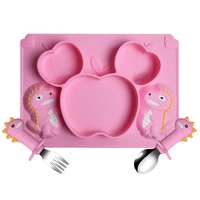 AWINNER Divided Toddler Baby Plates, Spoon and Fork Combo, BPA Free Safe Utensil for Kids and Toddler (Pink) EasyOptionXY LLC