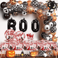 Scary Halloween Party Supplies, Bloody Themed Halloween Party Decorations Tableware, Halloween Paper Plates Cups Napkins Cutlery Banner Tablecloth Spoons Forks Knives EasyOptionXY LLC
