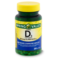 Spring Valley Vitamin D3 Supplement; 50 mcg 2; 000 IU; 200 Count EasyOptionXY LLC
