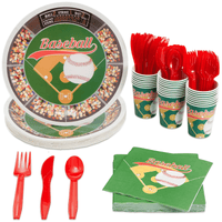 144 Piece Baseball Birthday Party Supplies with Baseball Plates, Napkins, Cups, and Cutlery for Boys and Girls, Decorations (Serves 24) EasyOptionXY LLC