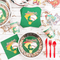 144 Piece Baseball Birthday Party Supplies with Baseball Plates, Napkins, Cups, and Cutlery for Boys and Girls, Decorations (Serves 24) EasyOptionXY LLC