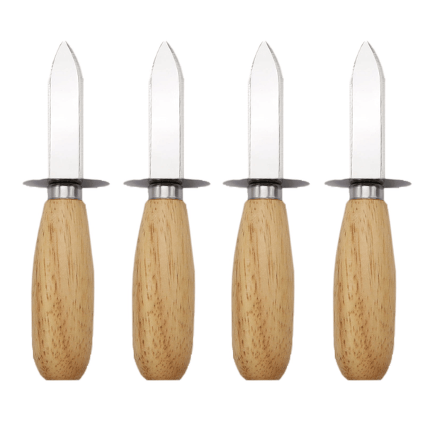 WONIU 4 Pack Stainless Steel Clam Oyster Pry Knife Opener With Wooden Handle and Protective Barrier EasyOptionXY LLC