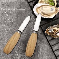 WONIU 4 Pack Stainless Steel Clam Oyster Pry Knife Opener With Wooden Handle and Protective Barrier EasyOptionXY LLC