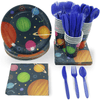 Outer Space Party Supplies Bundle Plates, Napkins, Cups, and Cutlery - Serves 24, 144 Total Pieces for a Fun and Memorable Birthday Celebration EasyOptionXY LLC