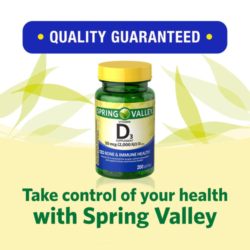 Spring Valley Vitamin D3 Supplement; 50 mcg 2; 000 IU; 200 Count EasyOptionXY LLC