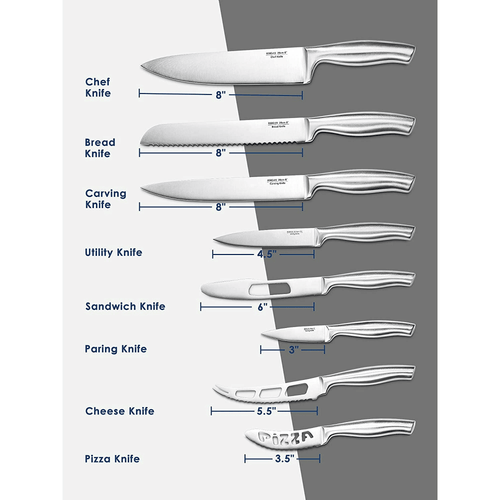 Stainless Steel Knife Set, 17 Pieces Kitchen Knife Set, Super Sharp Chef Knife Set with Acrylic Stand and Serrated Steak Knives EasyOptionXY LLC