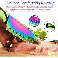 SiliSlick Kitchen Knife Set, Titanium Coated Stainless Steel Colorful Blades, Chef, Bread, Santoku Utility & Paring Knives, Magnetic Mounting Rack & Portable Sharpener EasyOptionXY LLC