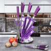 Kitchen Knife Set, 9-Pieces Purple Professional Chef Knife Set with Hollow Handle, Ultra Sharp Stainless Steel Knife Block Set with Accessories for Cutting Slicing Dicing Chopping EasyOptionXY LLC