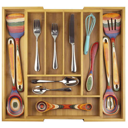 Totally Bamboo Kitchen Drawer Organizer, Expandable Silverware and Utensil Holder, 8 Compartments with Dividers EasyOptionXY LLC