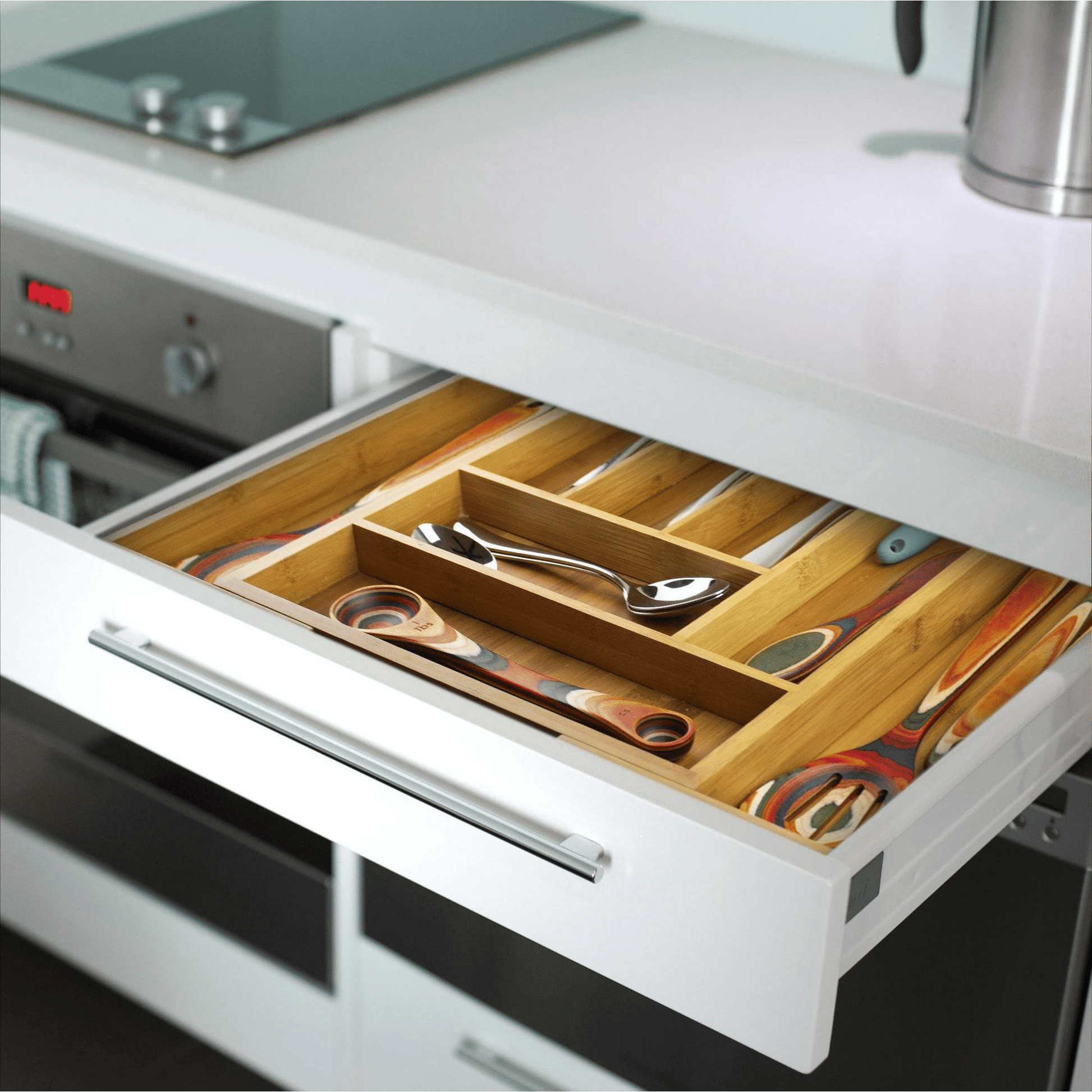 Totally Bamboo Kitchen Drawer Organizer, Expandable Silverware and Utensil Holder, 8 Compartments with Dividers EasyOptionXY LLC