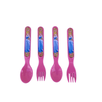 Disney Cinderella Flatware Set - Kids Pink Colored Plastic Princess Spoon and Fork Set EasyOptionXY LLC