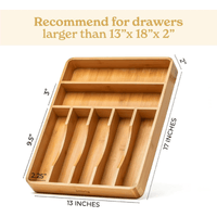 SMIRLY 7-Slot Bamboo Kitchen Drawer Organizer Space Saving Utensil Tray EasyOptionXY LLC