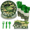 144-Piece Camo Party Decorations for Army-Themed Birthday, Baby Shower, Welcome Home Party, Serves 24, Includes Camouflage Paper Plates, Napkins, Cups, and Cutlery EasyOptionXY LLC